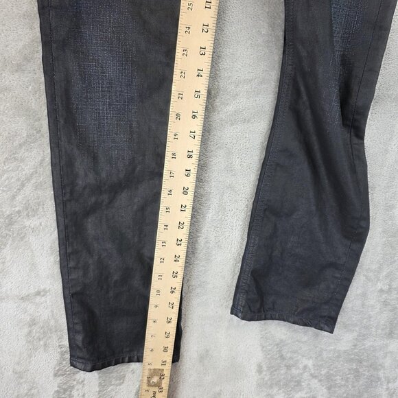 Nudie Jeans Thin Finn Jeans Mens 31x32 Black Coated Indigo Denim Italy - Picture 4 of 16